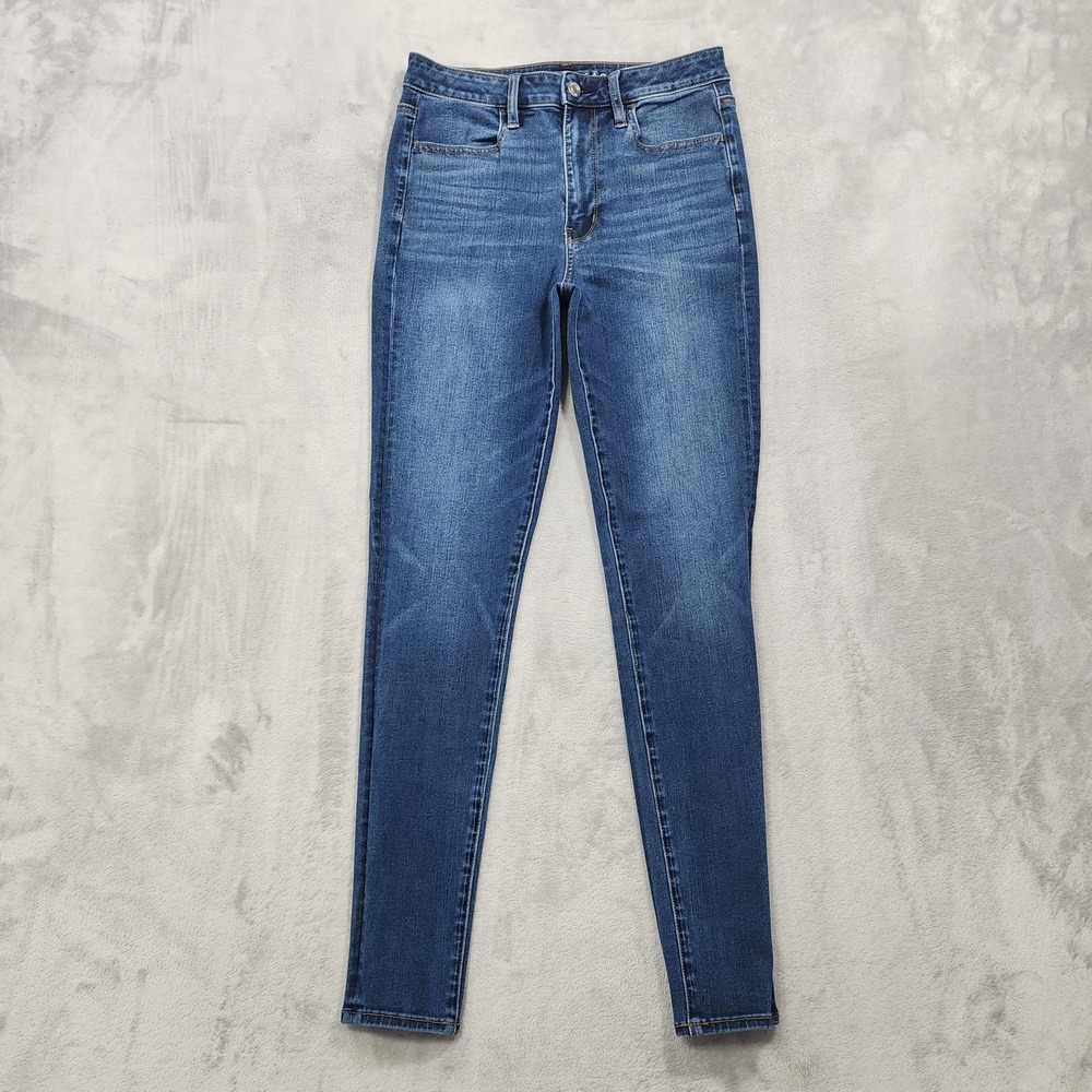 American Eagle Jeans Womens 6 LONG Blue Super High Rise Jegging Stretch Denim